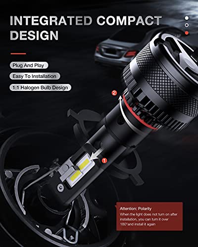 Nilight A9 H4 Led Headlight Bulb, 100W 20000Lm 9003 / H4 Led High Low Beam, 700% Super Brighter H4 / 9003 / Hb2 Led Headlight Bulbs, High Low Beam 6000K Cool White, 2-Pack #TOP3