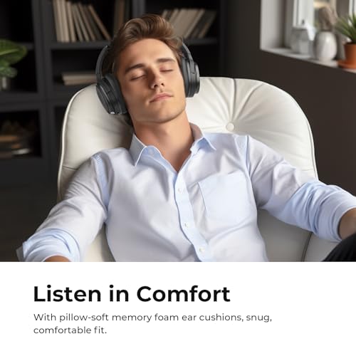 Hybrid Active Noise Canceling Headphones Bluetooth Wireless Headphones Over Ear Headphones Noise Cancelling with Travel Case, Protein Earpads, 30H Playtime, Black - Image 5