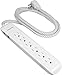Philips 6 Outlet Power Strip Surge Protector, 6 Ft Power Cord, Designer Braided Extension Cord, Flat Plug, Perfect for Office or Home Décor, 1080 Joules, White, SPC3054WA/37