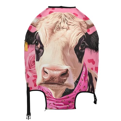 Joisal Cow Pink Roses Luggage Cover for Suitcase Protector Trip Anti-scratch Funny Travel Suitcase Accessories, XL, Fits 29-32 Inch Case2