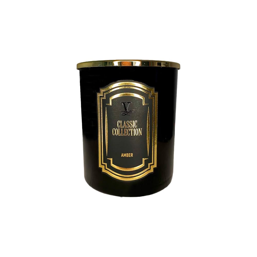 IMPACTE MILANO. Vela Aromática 200gr. Cera de Soja Natural y Coco, Vaso de Diseño Negro y Elegante, con Tapa. Velas Perfumadas para Hogar. Vila Hermanos (Amber)