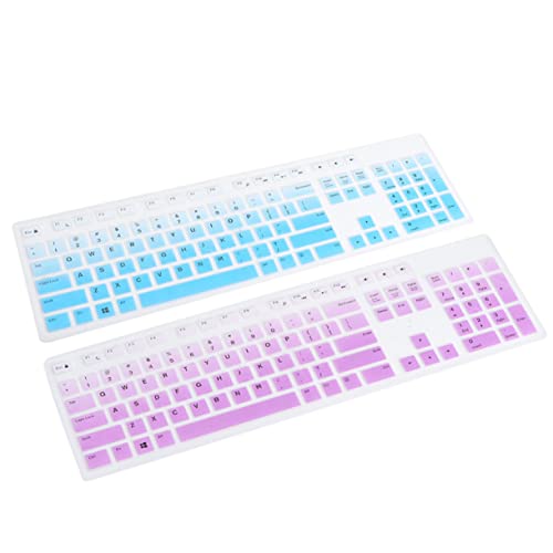 KOMBIUDA 2Pcs Gradient Blue Purple Silicone Keyboard Skin Keyboard Cover for Kbp Soft Flexible Durable Dust Spill Protection