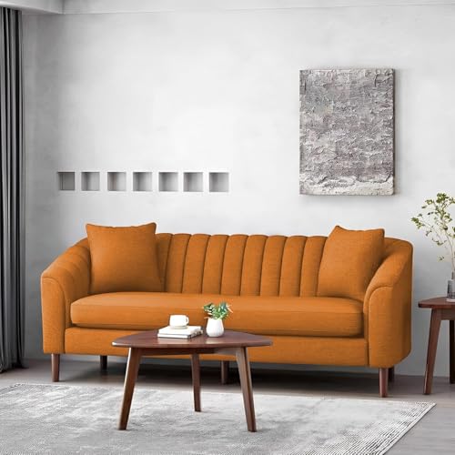 Image of Doraldo 3 Seater Sofa Set for Living Room (Orange) Premium Fabric Sofa