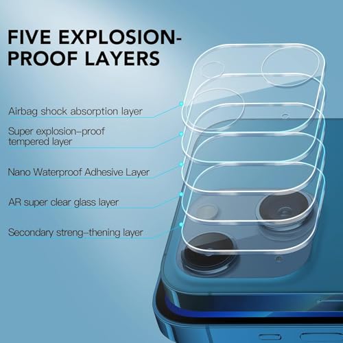 Image of Xmon Camera Lens Protector for iPhone 15 Plus (1 Pack) - 3D Premium Tempered Glass, Ultra-Clear, Anti-Scratch, Easy Installation - Black