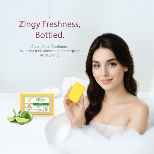 Image of Nisha Lime Body Cleansing Soap Bar 125g - Paraben Free, Vegan, Gentle Cleanse for Soft & Supple Skin, Suitable for All Skin Types, Men & Women