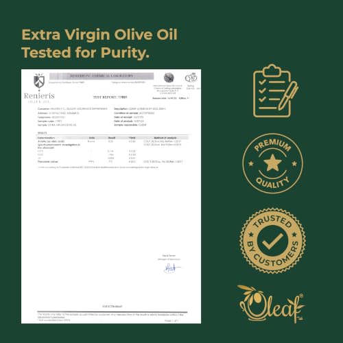 Image of OLEAF Extra Virgin Olive Oil - 250 ML Glass Bottle | Imported Pure olive oil from Greece | 100% Natural and Healthy | Premium olive oil for cooking and other uses (250 ml)