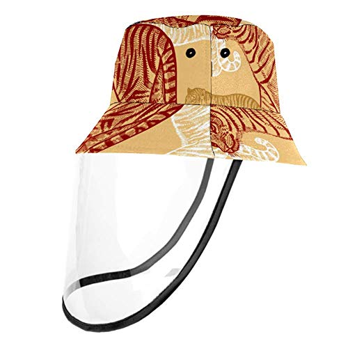 Preisvergleich Produktbild Henghenghaha UV-blockierender Fischerhut für Regenwasser, Speichelwasser, abnehmbarer Schutzhut für Damen und Herren, gelber Tiger, Gelber Tiger, Head Circumference 22.6 In(57. 5cm)