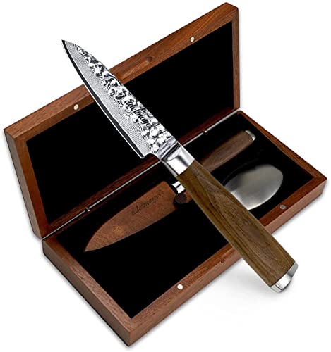 Produktfoto von adelmayer® Damastmesser - Schälmesser scharf (9,3 cm) aus japanischem Damast-Stahl - kleines Gemüsemesser &&hellip;