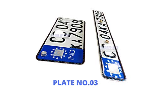 Image of Pradeep Bike|Personalized Printed Bike NumberSheet,Front&Back,Fancy,Anti Rust,Reflective, Embossed Characters with buyer's Vehicle Number on Aluminium Plate | for Bike (Pre Hole, White)