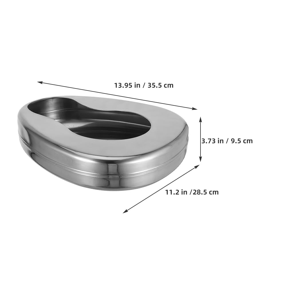 Cuña para Paciente Postrado en Cama de Acero Inoxidable, 2 Piezas | Color Plata, Diseño Compacto y Antigoteo, Uso Nocturno en Casa y Atención Hospitalaria