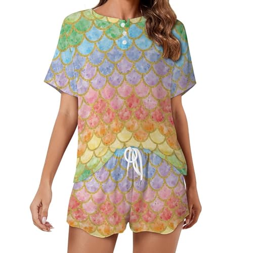 Pyjama femme manches courtes contre la chaleur nocturne vêtement de nuit sirène