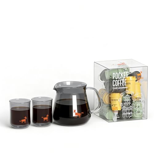 CHEERFUL GOAT Coffee Mate Pour Over Coffee Set with CheerfulGoat Instant Cold Brew Coffee – 360ml Borosilicate Glass Carafe & 2 Cups, 100% Arabica Freeze-Dried, No Sugar, Low Acid, 15 Servings image 3
