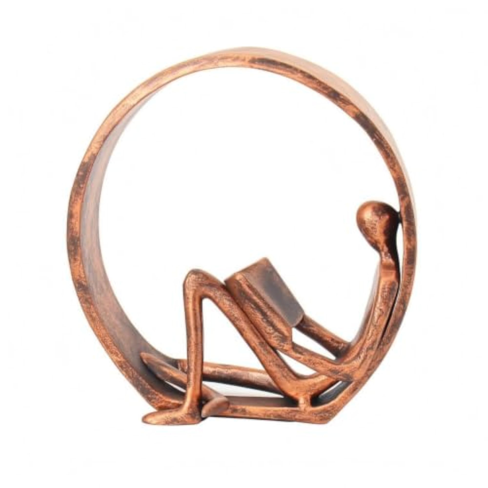 Cast Metal Book Reading Statue