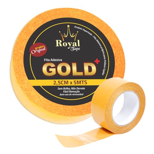 Fita Gold 2,5cm x 5mts Protese Capilar Dupla Face Peruca Transparente Adesiva Prova Dagua Amarela Nã