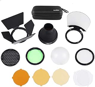 Godox AK-R1 Accessories Kit with Barn Door, Snoot, Color Filter, Reflector, Honeycomb, Diffuser