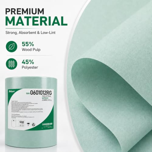 Image of AAwipes Cleanroom Wipes Roll, 10x12 inch 500 Sheets Green, Cellulose Polyester | Low-Lint, Highly Absorbent, Surface Cleaning, Lab & Industrial Applications