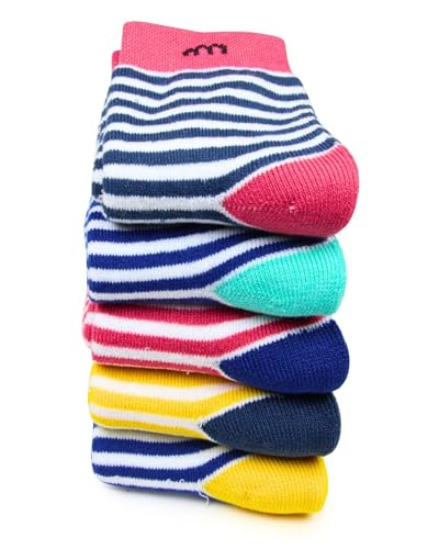 Image of Neska Moda Boys & Girls Pack Of 5 Pair Terry Cotton Socks (Yellow,Mint,Red,Blue)-SK1207