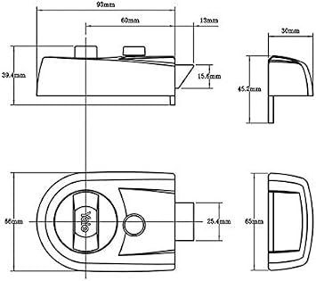 ييل P-Y3-BL-PB-60 - Nightlatch المعاصرة - 60 مم - النهاية السوداء - الأمن القياسية