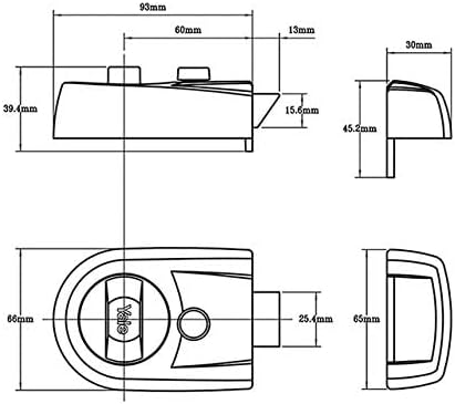 ييل P-Y3-BL-PB-60 - Nightlatch المعاصرة - 60 مم - النهاية السوداء - الأمن القياسية