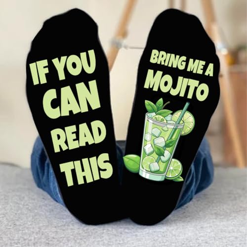 Funny Mojito Socks for Men and Women – Bring Me a Mojito Socks – If You Can Read This Socks – Cocktail Lover Gift – Black Crew Socks2