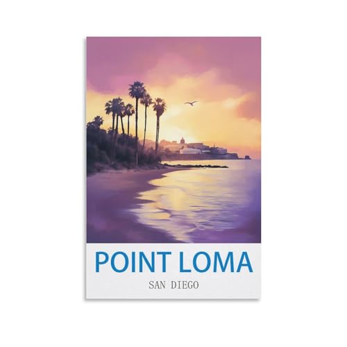 Décoration murale moderne Point Loma San Diego poster de voyage vintage toile 50x75cm