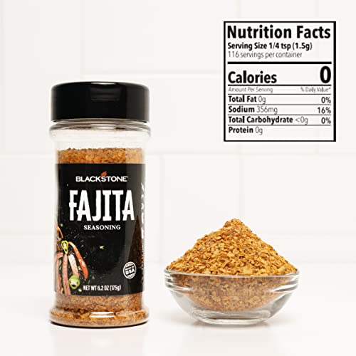 Image of Blackstone 4230 Fajita Powder for Veggies,Chicken,Beef,Poultry,Steaks,Fries-Authentic Mexican Taste with Paprika,Cumin,and Garlic,All-Purpose Griddle Seasoning Mix,6.2 Oz,Multicolored (Pack of 6)