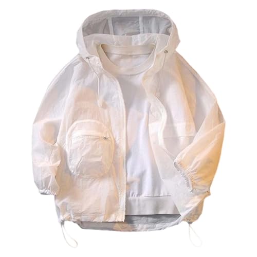 Generisch Chaqueta cortavientos ligera y transpirable para niños, chaqueta de agua activa para exteriores con ajuste cómodo, Blanco, 7-8 años
