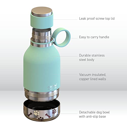 Asobu Dog Bowl Attached To Stainless Steel Insulated Travel Bottle For Human 33 Ounce (Mint Green) #TOP5