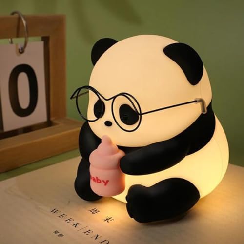 NYRWANA Baby Panda Light Night lamp, Night Light for Bedroom, Birthday Gift for Kids, Cute Table Lamp, Silicone Rechargeable Lamps with Charging Plug, Valentine Gift for Girlfriend (Multicolor)