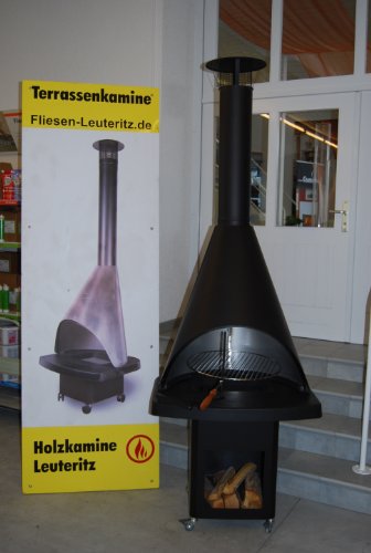 Preisvergleich Produktbild Fireplace Terrassenkamin Kupferhaube 85x250x70cm