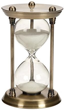Vintage Hourglass Round Base Sand Timer 30 Minute Metal Sand Timer for Kitchen, Office, School and Decorative Use - Finish with Real Beach White Sand #1
