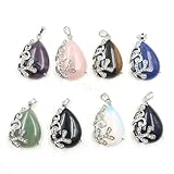 [小さな店] 天然石ティアドロップペンダントネックレス シルバー合金ワイヤーラップ 宝石 ヒーリングチャクラ ウォータードロップ ウォータードロップジュエリー セール