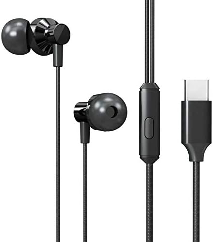 OLOR USA Earbuds Wired Headphones - in-Ear Type C Earphones Noise Isolation Tangle Free HiFi Bass Stereo Built-in Microphone Mic with S/M/L Ear Bud Tips