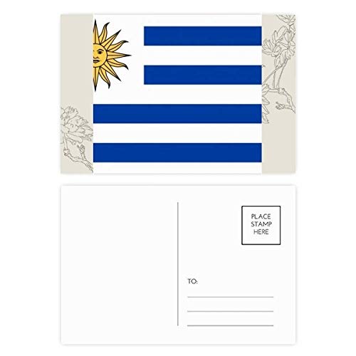 Carte postale Uruguay drapeau national lot de 20 papeterie Amérique du Sud fleur multicolore