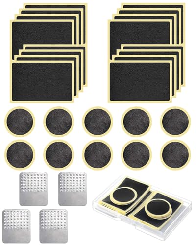 WUNZILO 28 pcs Kit Repara Pinchazos Bicicleta, Kit de Parches Bicicleta Autoadhesivo de Reparación de punción sin Pegamento, Kit Ruedas de Parches Bici para Bicicleta de Montaña/Carretera