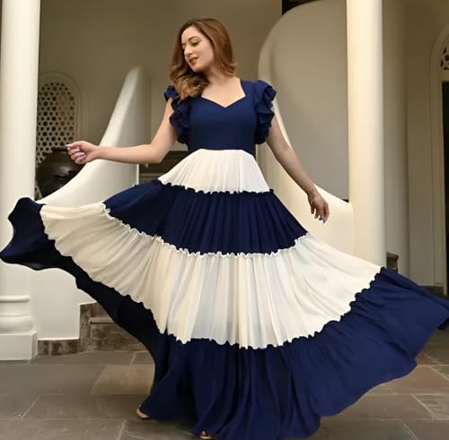 Image of Women's Rayon Solid Ankle Length Anarakli Gown for Women