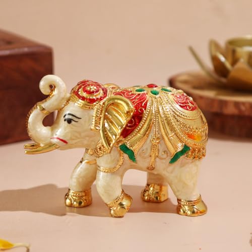 Image of The Spiritual Living Elephant Statue for Good Luck | 3.5 Inch - 2 Pcs | Idol | Home Decor | Hathi | Statue | Small Elephants for Decoration | Vastu | Feng Shui |