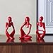 BrownLove 3pcs Red Human Body Abstract Art Decoration, Modern Art Resin Statue Room Office Shelf Bookcase Decoration