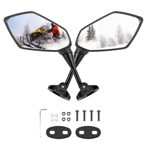 KEMIMOTO Snowmobile Side Mirrors Hood Mounted Rear View Mirror Clear Snowmobile Rearview Mirrors Compatible with Polaris Ski-Doo Arctic Cat Accessories