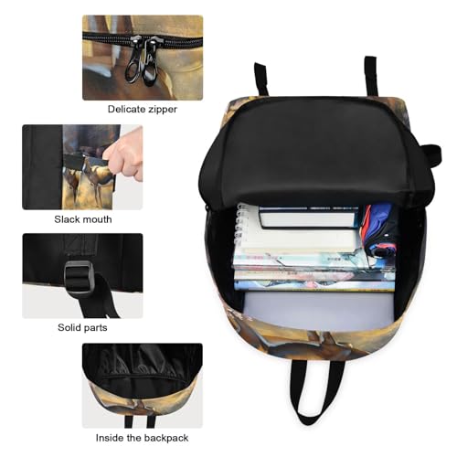 Backpack Lunch Box Set Large Capacity Travel Backpacks and Insulated Lunch Bag for Commute Hiking Picnic Gazelle Bush Print3