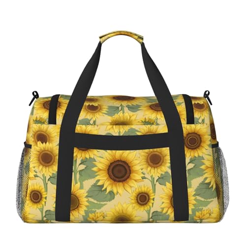 Cute Sunflower Print Foldable Carry On Tote Large Capacity Hand Carry Bag for Airplane Weekend Getaways2