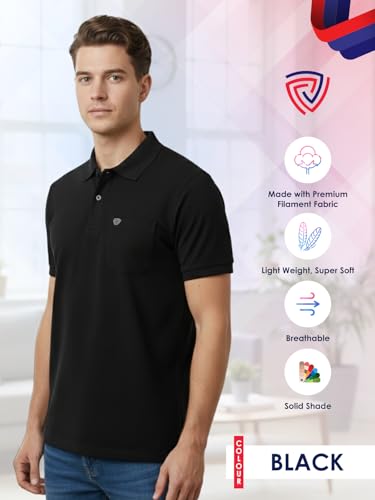 Image of Lux Cozi Men's Cotton Blend Polo T-Shirt with Chest Pocket | Collar T-Shirts for Men | Half Sleeves | Plain - Regular Fit (Pack of 2)