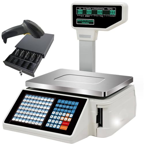 Báscula digital con doble pantalla y caja registradora miniatura 1
