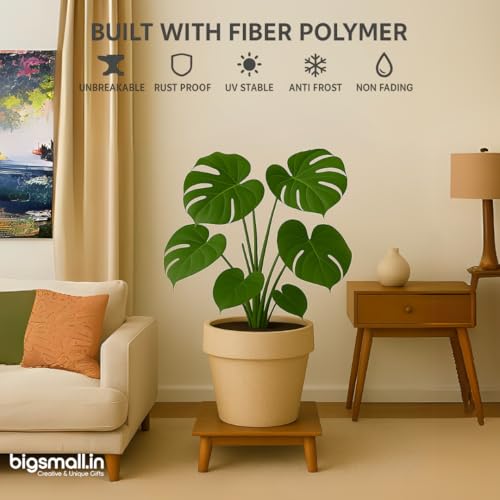 Image of Bigsmall Designed Plant Pots, Premium Durable Polymer Flower Pots for Indoor & Outdoor Plants - Lightweight, Stylish, and Weather-Resistant Garden Planters (Stemma-Sand Stone, 13 Inch)