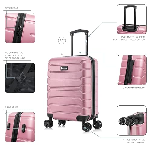 Image of InUSA TREND 20-Inch Carry-On Hardside Spinner Luggage Lightweight Rose Gold