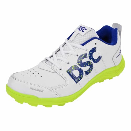 DSC Beamer Cricket Shoes | Fluro Yellow/White | for Boys and Men | Light Weight | Durable | 3 UK, 4 US, 37 EU