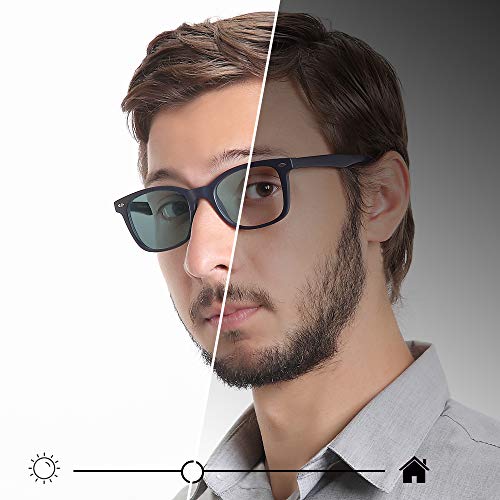 Image of YEIN Blue Light Blocking Glasses, Photochromic Gray Sunglasses, Computer Reading Glasses, TV Glasses for Women /Men(Navy,+2.50 Magnification)