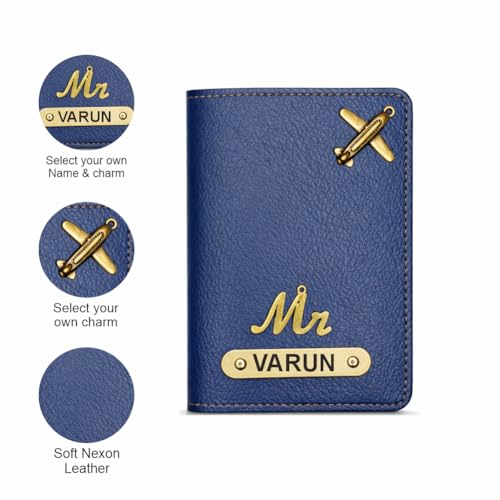 Image of Customized Couple Passport Cover Gift Set 2 Pcs | Personalized Leather Passport Covers with Name & Charm| Anniversary, Valentine, Birthday and Travel Gift (Pink)