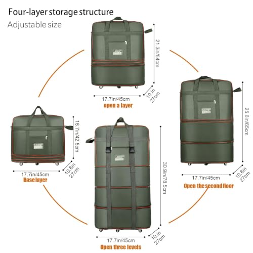 kooldaiwangwang Foldable Rolling Travel Duffel