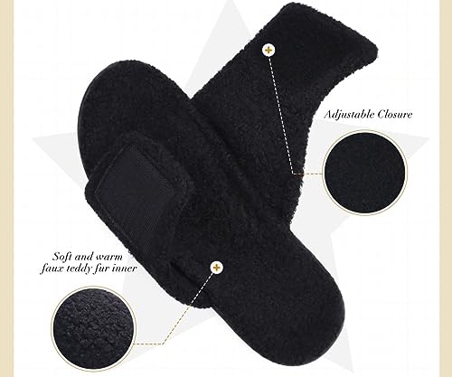 KuaiLu Mens House Slippers Adjustable Soft Cushion Fur Sandals with Arch Support Comfort Open Toe Slides Slipper Slip-on Indoor Outdoor3